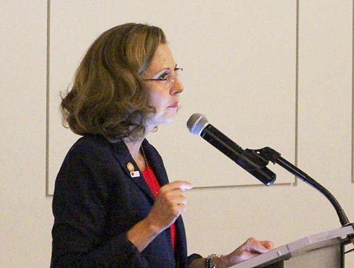 Virginia first lady Pamela Northam delivers the keynote at the Research Into Policy event at the Science Museum of Virginia on October 4, 2019.